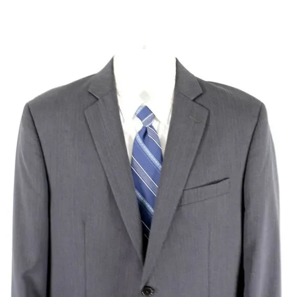 Dkny 2 Wool Gray Striped 2 Button Piece Suit 40R Or Slim 42R 35/31 Mid Rise Flat
